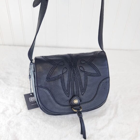 NWT Frye Women's Charlene Leather Small Saddle Bag, Black - Picture 5 of 10